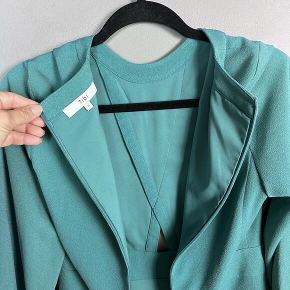 Tibi Dress‎ Size 6 Savana Cutout Crepe Mini Long Sleeve Cypella Teal Green - Picture 11 of 12